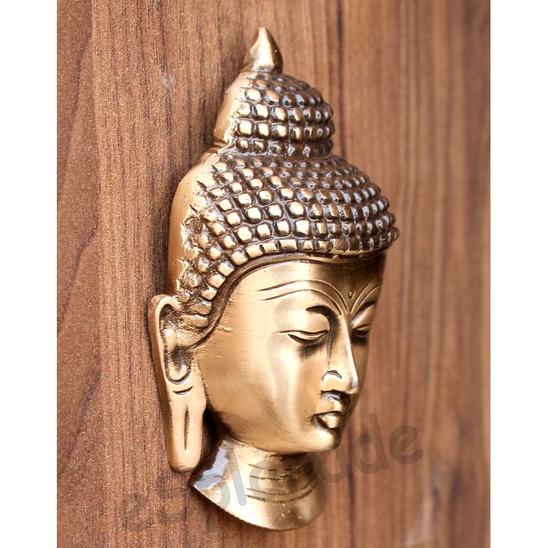 eSplanade Brass Buddha Face Wall Hanging Idol Statue Figurine Murti