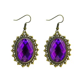 Youniker Retro Lolita Halloween Costume Jewelry for Women Gothic Earrings Halloween Punk Costume Party Royal Court Vampire Witch Rhinestone Teardrop Chandelier Drop Earrings (Purple)