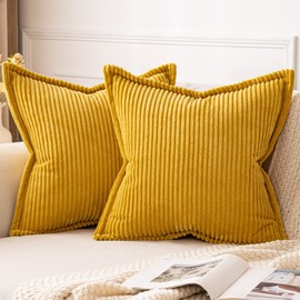 MIULEE Corduroy Cushion Covers Soft Decorative Square Throw Pillow Covers for Spring Cushion Soft Pillowcase Striped Corduroy Cushion Covers Pack of 2 for Home decor Sofa 50x50cm, Ginger