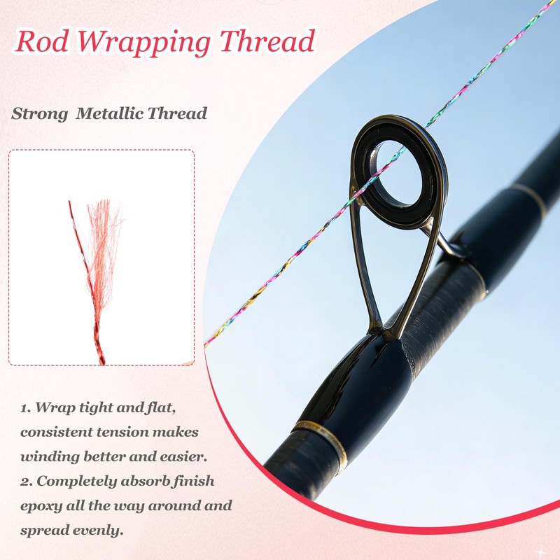 YELARXI Rod Wrapping Thread, 300D Metallic DIY Fishing Rod Guides