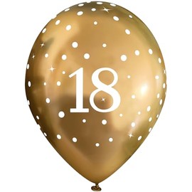 11" Latex Balloons Sparkling Fizz Gold 18th x 6pcs
