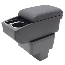 Car Armrest Box for Mazda CX-3 2015-2018 Auto Accessories Center Console Leather Arm Rest Double-Layer Storage Space with Cup Holder (Black with Black Thread)