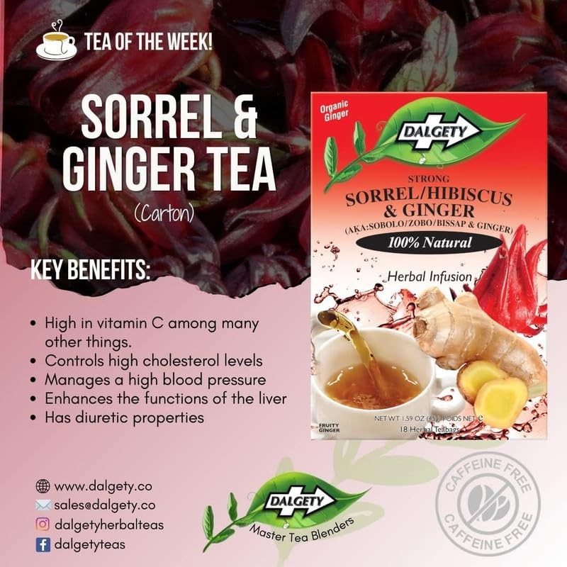Dalgety Sorrel/Hibiscus & Ginger Herbal Infusion 6x45g Cartons (6 Pack)