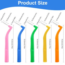 ACSKD Angle Interdental Brushes, 50 Count, 5 Sizes Dental Floss Picks, Dental Plaque Removal Teeth Cleaning Tools for Home and Travel