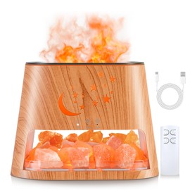 Essential Oil Diffuser : 260ml Aromatherapy Diffuser & Himalayan Salt Lamp with Remote Control & Timer,Cool Mist Humidifier with 8 Colors LED Lights & Auto-Off for Bedroom,Offce,Yoga Room(Wood Grain)