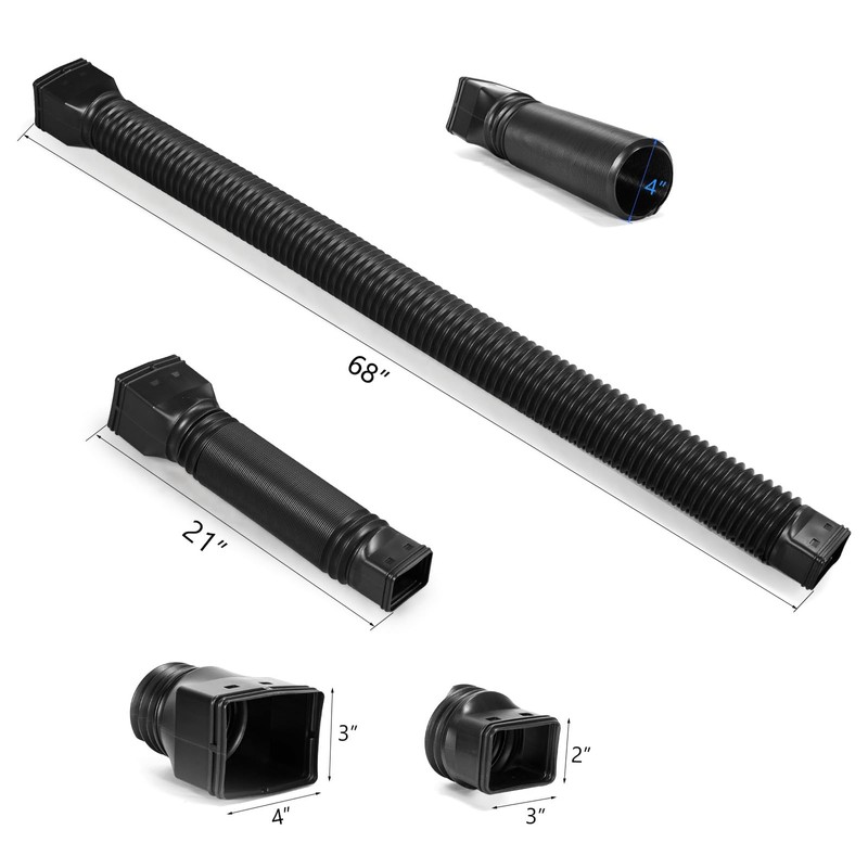 plusgutter Black 1-Pack Rain Gutter Downspout Extensions Flexible, Drain Downspout