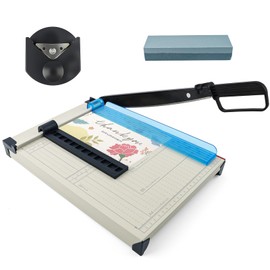 12" Guillotine Paper Cutter,Steel Blade Guillotine Paper Cutter with Corner Rounder ＆ Whetstone,Heavy Duty 15-Sheet Capacity Trimmer for Cardstock,Photos,Coupon,Label and Scrapbooking Craft