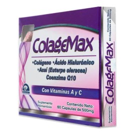 Colagemax Colágeno Ácido Hialurónico Con Vitaminas Y C 60cap Sabor Na                                                                                 