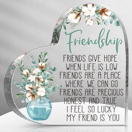 Gift for Friend Friendship Women Friend Friendship Birthday Cheer up Gift Acrylic Heart Butterfly Keepsake Paperweight for Home Office Table Shelf