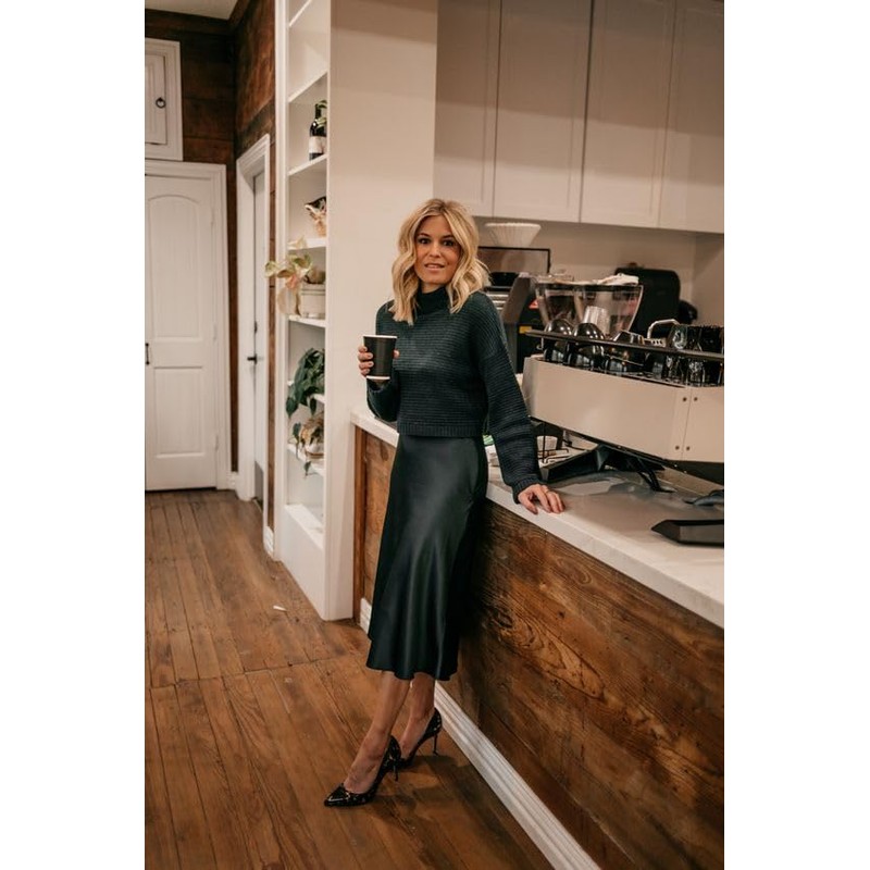 Zeagoo Satin Skirts for Women Wedding Party Silk Skirts Casual