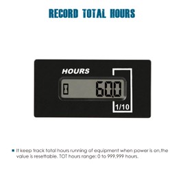 Runleader Digital Operating Hour Counter, Resettable Hours, Semiconductor Display for Lawn Tractor, Outboard Motorboat, Forklift Go-Kart Snow Blower, Wood Splitter (AC8-85V, DC6-60V)
