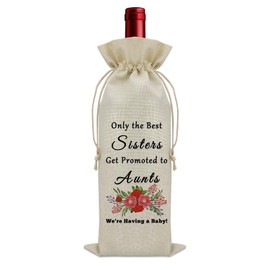 Promoted to Aunt Gifts Wine Bag Auntie Pregnancy Announcement Gifts Sister to Aunt Gifts Wine Bottle Decoration Bag New Aunt Gifts Aunt to Be Gifts Wine Accessories Gifts for Wine Lovers