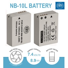 BM Premium NB-10L Battery and Charger Kit for Canon PowerShot G15, G16, G1X, G3-X, SX40 HS, SX50 HS, SX60 HS Digital Camera