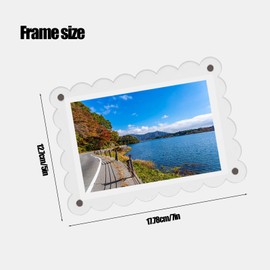 Tinoaly 2pcs Magnetic Acrylic Baby Picture Frames, 5x7in Transparent Scalloped Picture Frame for Display Pregnancy Announcement & Gender Reveal