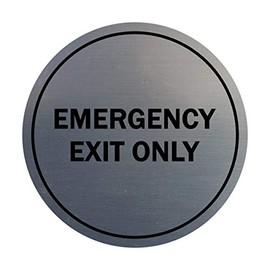 Signs ByLITA Circle Emergency Exit Only Sign (Brushed Silver) - Small
