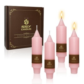 Pink Short Taper Candle Candle Sticks, 5 Inch Mini Pillar Candles Small Taper Candles, 4PCS Handmade Unscenteds Candlesticks for Chimes, Rituals, Spell, Wedding, Religious, Home Decor