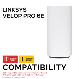 Screwless Wall Mount for Linksys Velop Pro 6E (AXE5400) WiFi Mesh Router, Easy to Install Holder, Adhesive & Screw Mounting Option, by Brainwavz