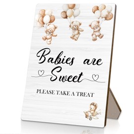 HYKDFMNCJ Bear Baby Welcome Shower Wooden Signs, Baby Shower Welcome Sign Stand 5x7 Inch, Sweet Boy And Girl Party Decor