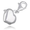Sterling Silver Engravable Opening 3D Heart Locket Clip-On Clasp Charm
