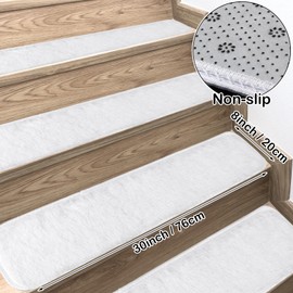 WILLBOND 6 Pcs Christmas Stair Treads Non-Slip Carpet 8 x 30 Inch Nonslip Stair Treads for Wooden Steps Indoor for Kids Pets Elders Grip Step Carpet