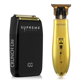 Supreme Trimmer 2-in-1 Crunch Lite Foil Shaver & T-Shaper Trimmer Set | ST5200 Beard Trimmer STF600 Electric Razor | Travel or at Home Hair Cutting Kit | Gold