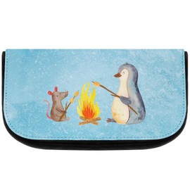 Mr. & Mrs. Panda Penguin Campfire Cosmetic Bag, blue, Hand Drawn