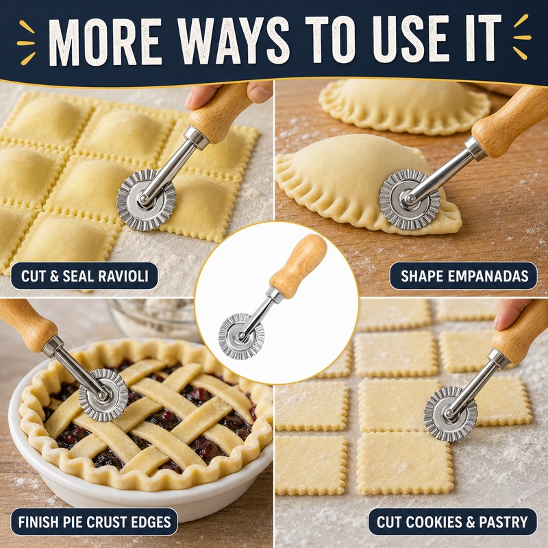 Ravioli Cutter for Pasta & Pastry – Fluted Stainless Steel