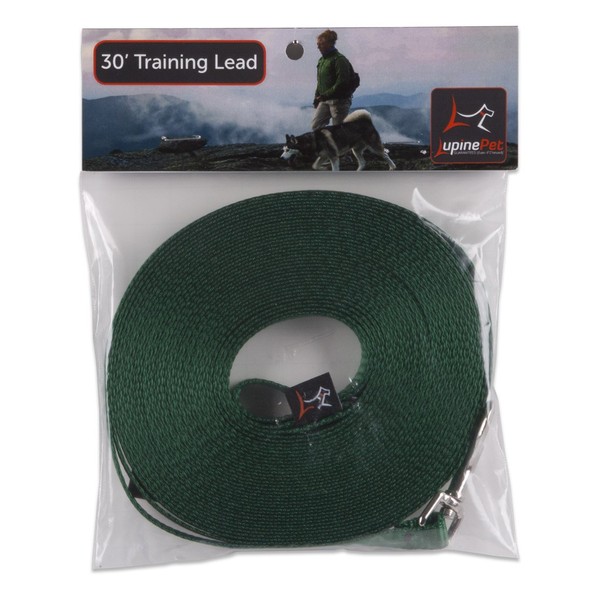 LupinePet Basics 1/2" Green 30-foot Extra-Long Training Lead/Leash for Small