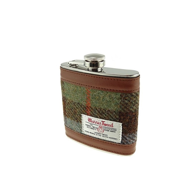 Glen Appin Harris Tweed Hip Flask Gift Boxed (Brown)