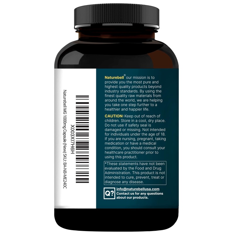 NatureBell Magnesium Glycinate 1,000mg, 240 Capsules | 500mg per Capsule