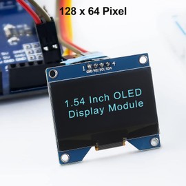 Dealikee Pack of 4 1.54 Inch OLED I2C IIC Display Module, 128 x 64 Pixel SSD1309 Driver, Self-Luminous OLED Screen Board, Compatible with Arduino Raspberry Pi, Comes with Storage Box
