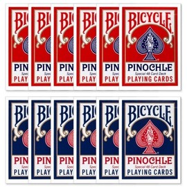 Bicycle 12 Deck Brick BICYCLE PINOCHLE REGULAR INDEX Playing Cards 6 RED 6 Blue