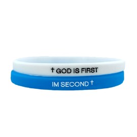 KZL GOD IS FIRST IM SECOND Inspirational Bracelets Christian Faith Rubber Bracelets for Women Men Engraved Bible Verses Cross Silicone Wristband Religious Jewelry Gifts -Set 4