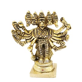 Gangesindia Panchmukhi Hanuman - Estatua de latón para el hogar, oficina y sala de tample, estatua de ídolo Puja Ghar