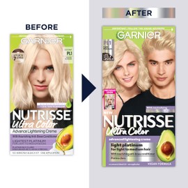 Garnier Hair Color Nutrisse Ultra Color Nourishing Creme, PL1 Light Platinum (Coconut) Permanent Hair Dye, 1 Count (Packaging May Vary)