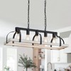 WUZUPS 5-Light Metal Chandelier Imitation Wood Grain Linear Pendant Ceiling