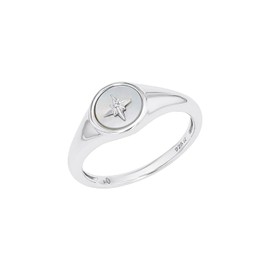 s.Oliver 2038962 Women's Ring 925 Sterling Silver Mother of Pearl with Synthetic Zirconia White Star Comes in Jewellery Gift Box, Silver, Cubic Zirconia