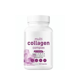 Premium Multiple Collagen Complex for Women - 240 Capsules with Types I, II, III, V and X, Hyaluronic Acid, Biotin and Vitamin C - Rejuvenates Skin, Hair and Joints - Suitable for Keto & Paleo Diets