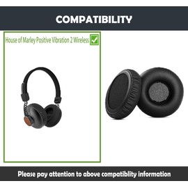 HTINDUSTRY Ear Pads Replacement Cushion Compatible with House of Marley Positive Vibration 2 Wireless On-Ear Headphones Ear Pads with Softer Protein Leather/Memory Foam