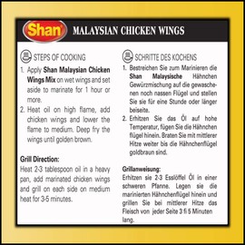 Shan Malaysian Chicken Wings Oriental Seasoning Mix 1.41 oz (40g) - Spice Powder for Deep Fried/Grilled Chicken Wings - Suitable for Vegetarians - Airtight Bag in a Box (Pack of 6)