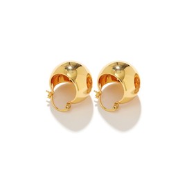 PearlLives Chunky Hoop Earrings 14K Gold Plated Thick Hoops Earrings For Women Gold Ball Dangle Earrings (Gold Ball Hoop Earrings)