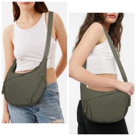 HiTotes Nylon Crescent Bag Dumpling Bag Cross Body Bag for Women Half Moon Bag Hobo Bag Sling Bag Nylon Crossbody Purse Shoulder Bag