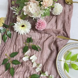 Purple Cheesecloth Table Runner,Gauze Event Centerpiece Table Runner,Bridal Shower Runner,Rustic Wedding Table Decor (Pale Mauve, 15Ft Length)