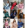 Ekouaer Silk Satin Pajama Set for Womens Button Up Long
