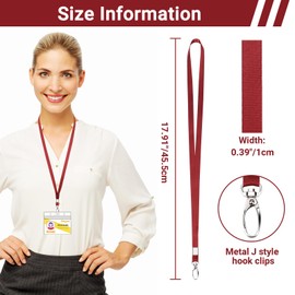 Segus Lanyards for Hanging, Pack of 20 Red Lanyards, Long Key Chains with Carabiner, Key Chain Strap for ID Card Holder, Keys