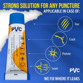 PVC Stitch AquaPro Liquid Patch Waterproof Repair Kit for PVC Inflatable Boats, Rafts, I...