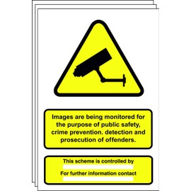 PACK OF TEN - DATA COMPLIANT CCTV SIGNS - SIZE A4 RIGID PVC - SCREEN PRINTED BY PROFILE SIGNS (3)