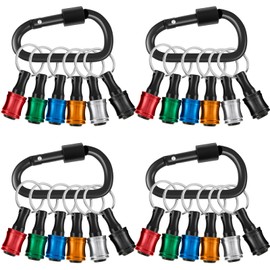 LZVXTYM 28Pcs 1/4 Inch Hex Shank Screwdriver Bit Holder, Aluminum Alloy Quick-Change Extension Bar Keychain with Carabiner, Drill Bit Socket Adapter for Electric Screwdrivers & Drill Bit (28Pcs)