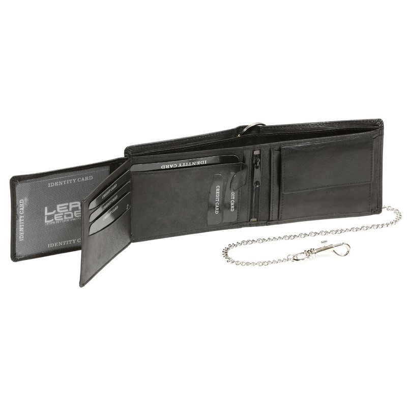 LEAS Biker Wallet purse with chrome-chain without application horizontal format,