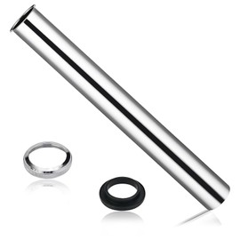Universal immersion pipe for siphon, 30 cm extension pipe drain, chrome-plated siphon extension with 1 nut and 1 sealing rubber disc, supplied for design siphon, tube siphon, cup siphon